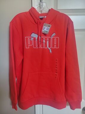 Puma Red Logo Hoodie Men Size Large NWT
